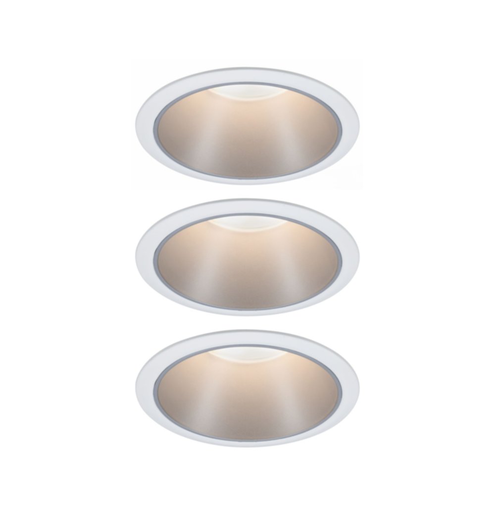 3 Spots LED encastrés Cole 6,5W 2700K 230V blanc/argent