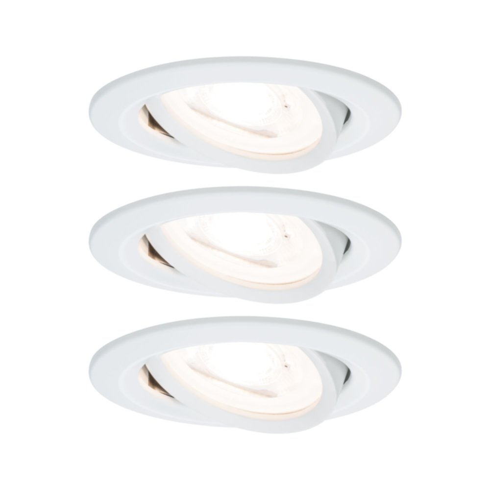 3 Spots LED encastrés Nova IP44 6,5W 230V GU10 51mm Blanc dépoli/Alu