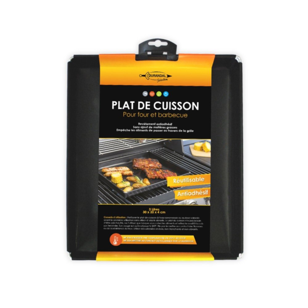 Grand plat de cuisson barbecue/four 29x34x4cm - DURANDAL