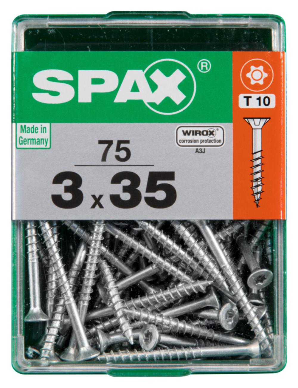 75 vis 3x35 tête fraisée empreinte t-star+ T10 gris SPAX