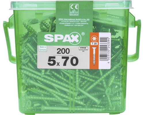 200 vis 5x70 tête fraisée empreinte t-star+ T20 gris SPAX