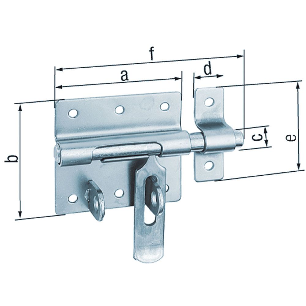 Verrou box cadenas zingué +gâche attachée 66/100