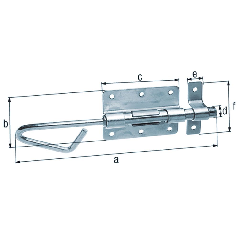 Verrou baïonnette zingué gâche attachée 218 d12