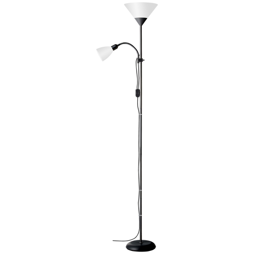 BRILLIANT Lampadaire avec liseuse SPARI 4 1x60W E27 NOIR VERRE BLANC