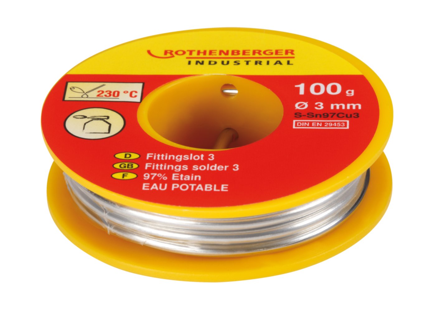 Étain 97% 3 mm sans ame décapante 100 g - ROTHENBERGER