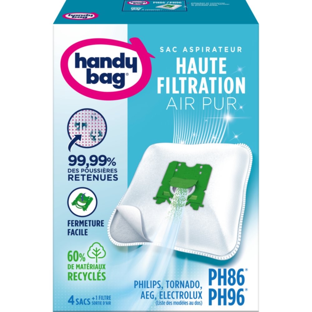 Sacs aspirateur PH86/PH96, Philips, AEG, 4 sacs + 1 filtre - HANDY BAG