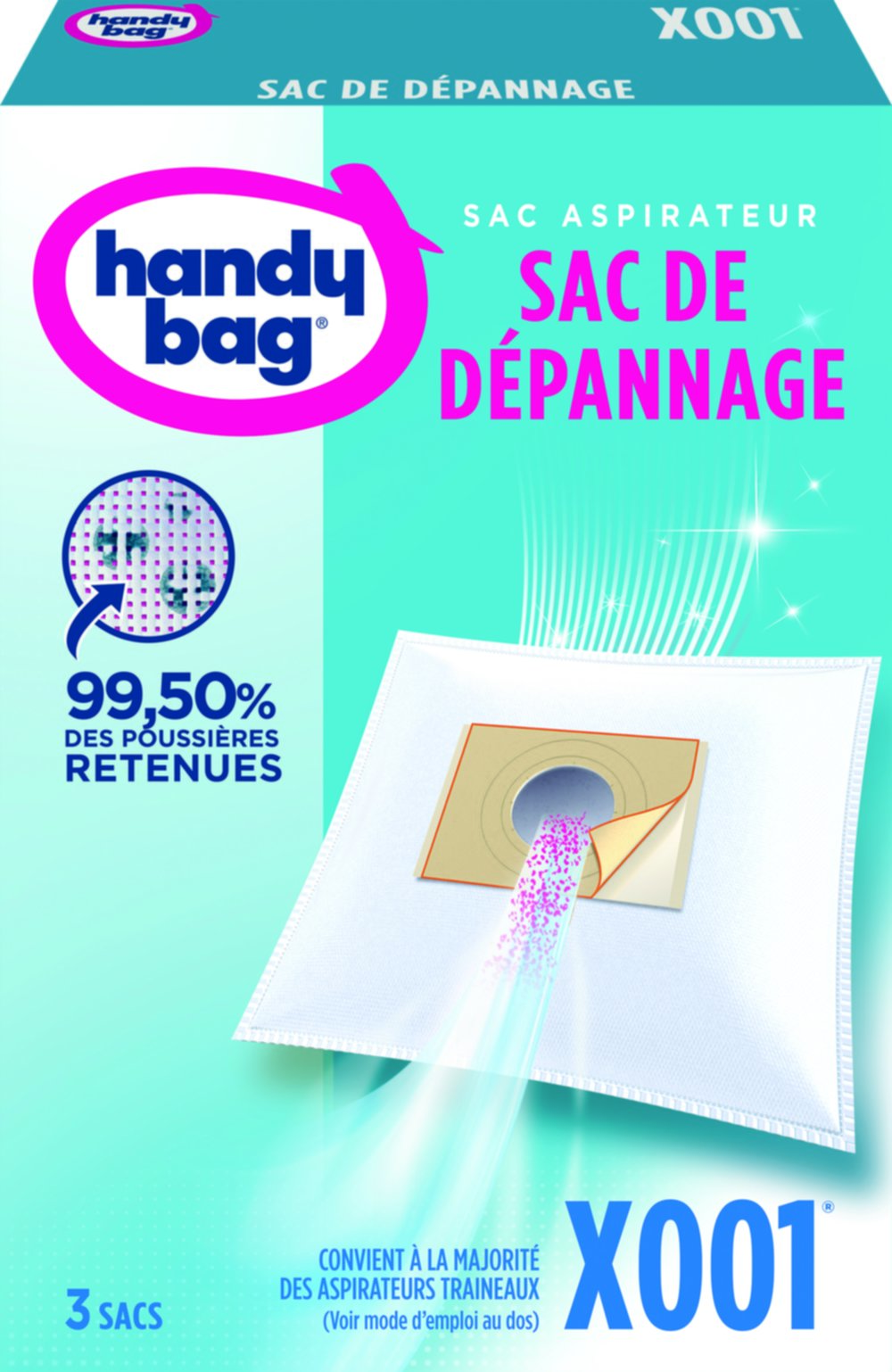 Sacs aspirateur de dépannage X001, 3 sacs - HANDY BAG 