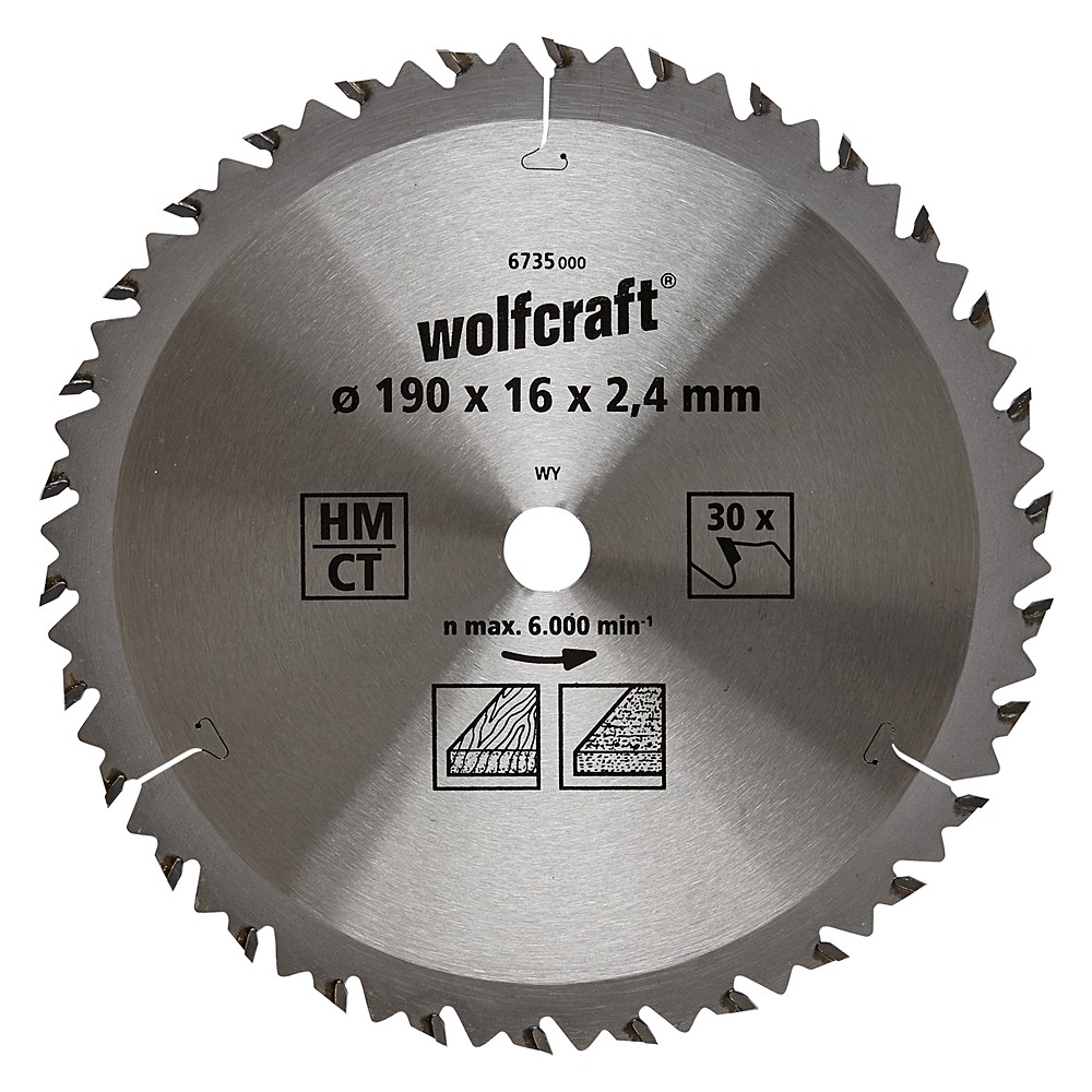 Lame de scie circulaire série brune ct ø 190 mm alésage ø 16 mm 30 dents alternées 