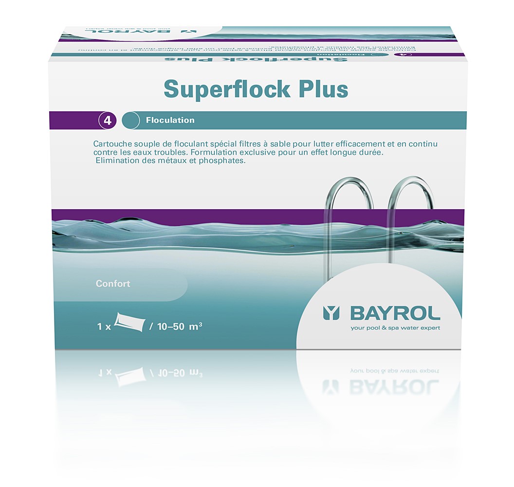 Cartouche floculant Superflock Plus traitement piscine 1kg - BAYROL