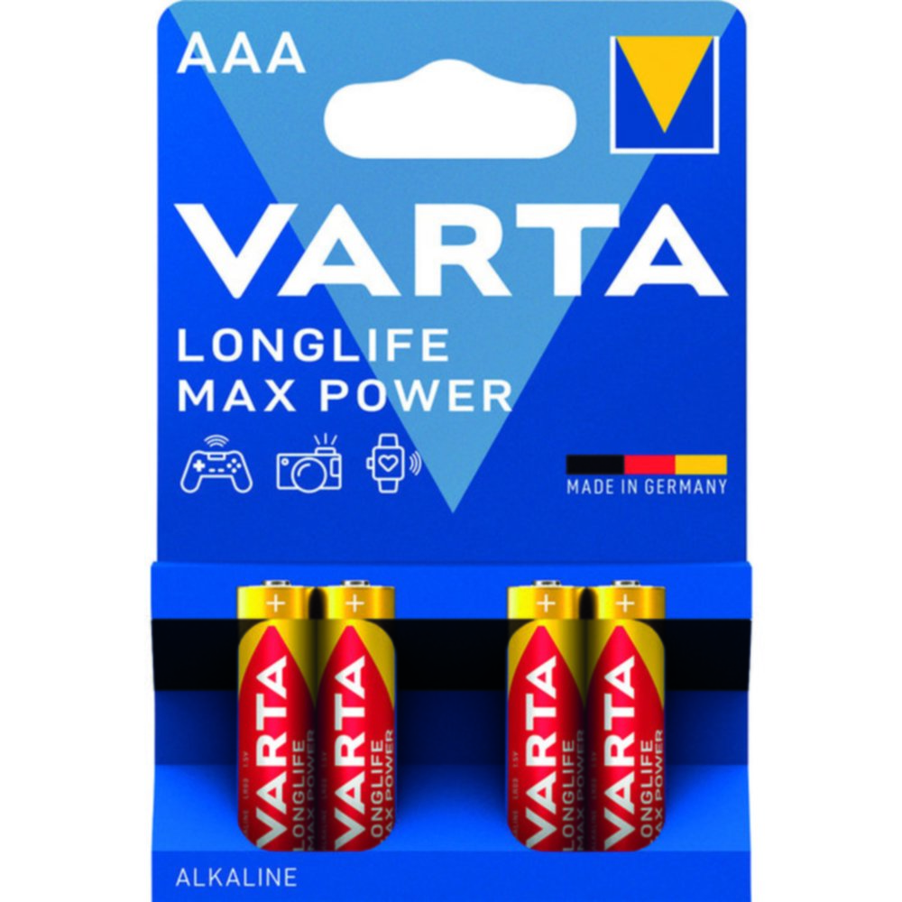 4 piles alcalines Longlife Max Power 4703 AAA - VARTA