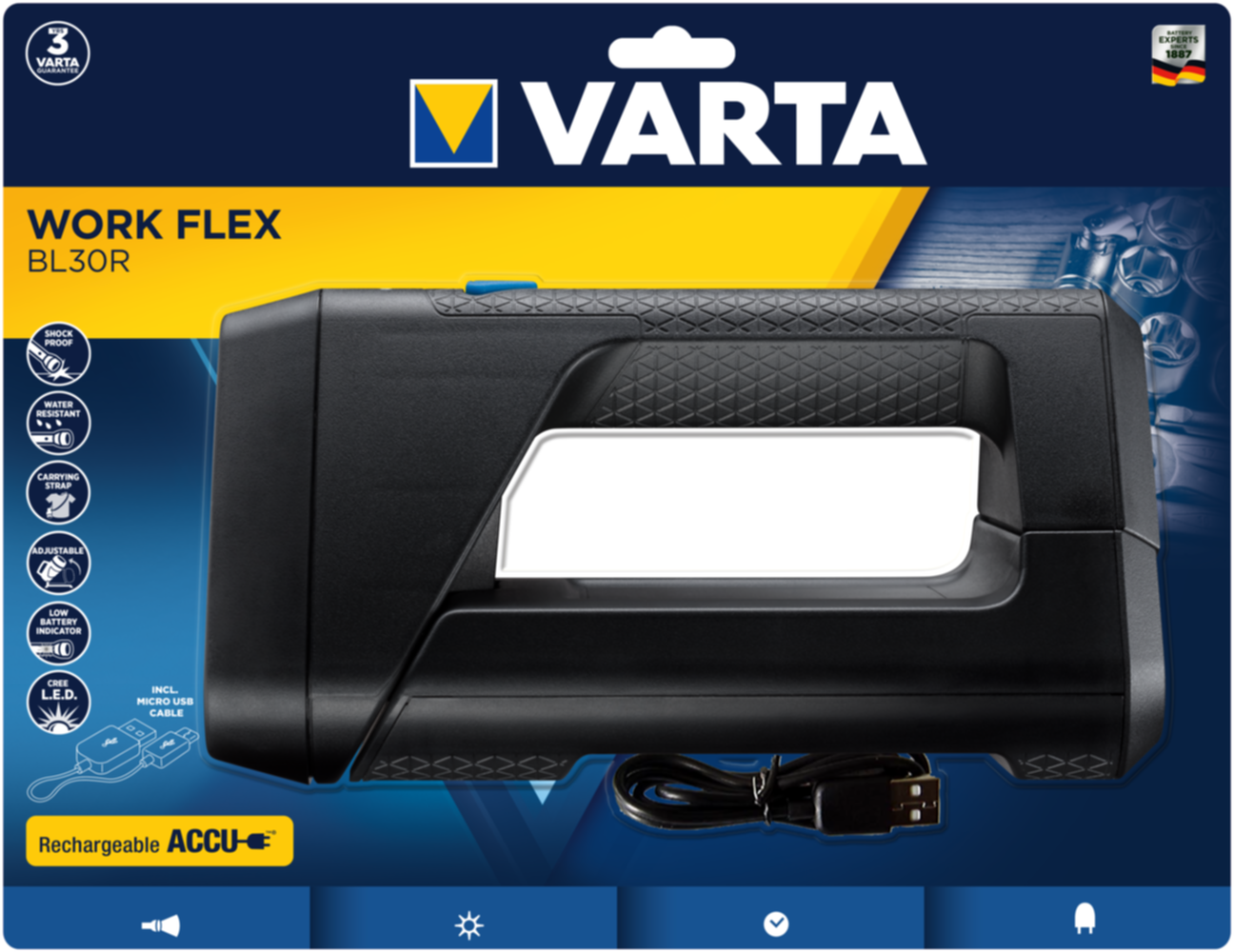 Lanterne work flex rechargeable acci li-ion VARTA