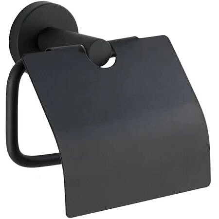 Porte-papier toilette avec couvercle Bosio inox noir mat - WENKO