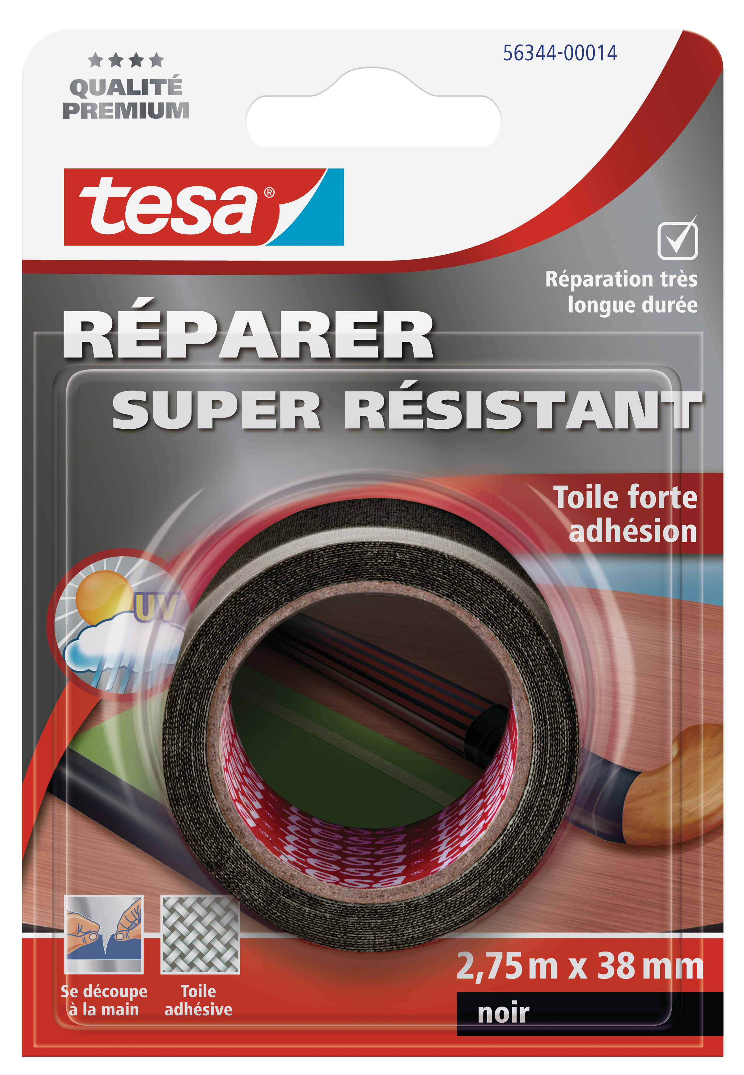 Adhésif Réparer Toilé Super résistant 2,75m x 38mm noir