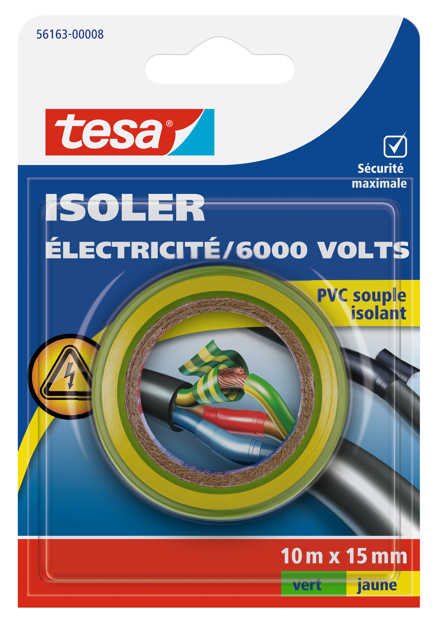 Adhésif isolant électrique jaune 10mx15mm