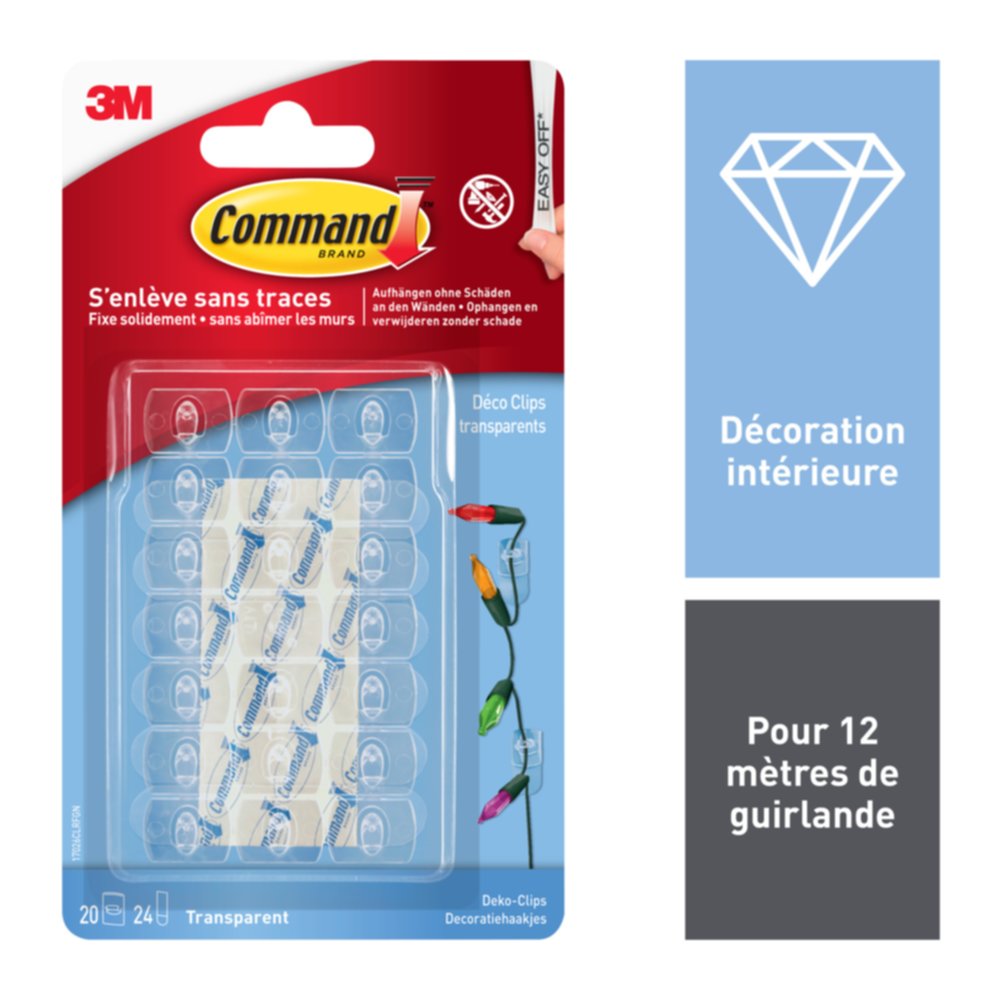 20 crochets deco clip transparents - 3M 