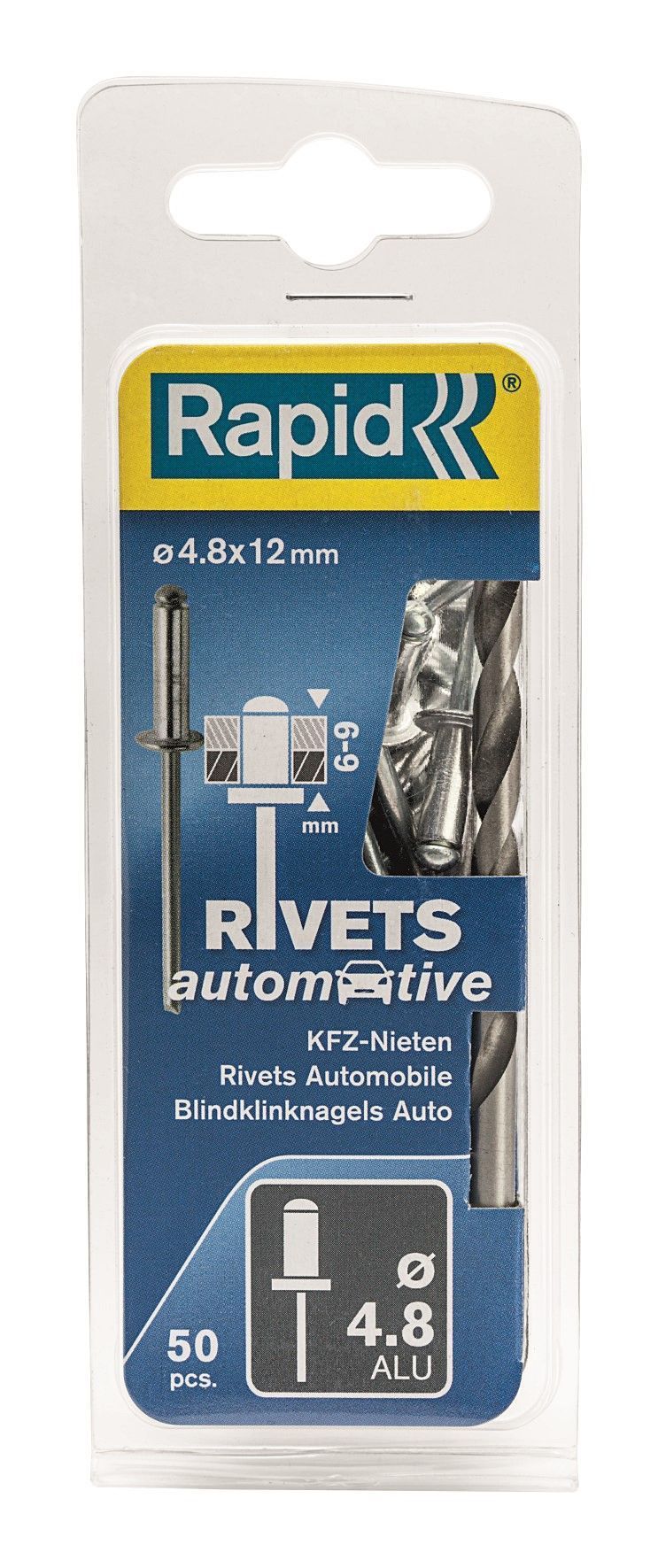 Rivets automobile couleur acier Ø 4,8 x 12 mm