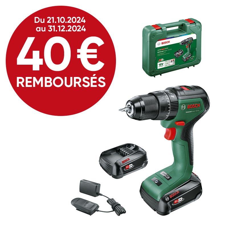 Perceuse-visseuse 18V UniversalImpact +2 batteries 2Ah - BOSCH