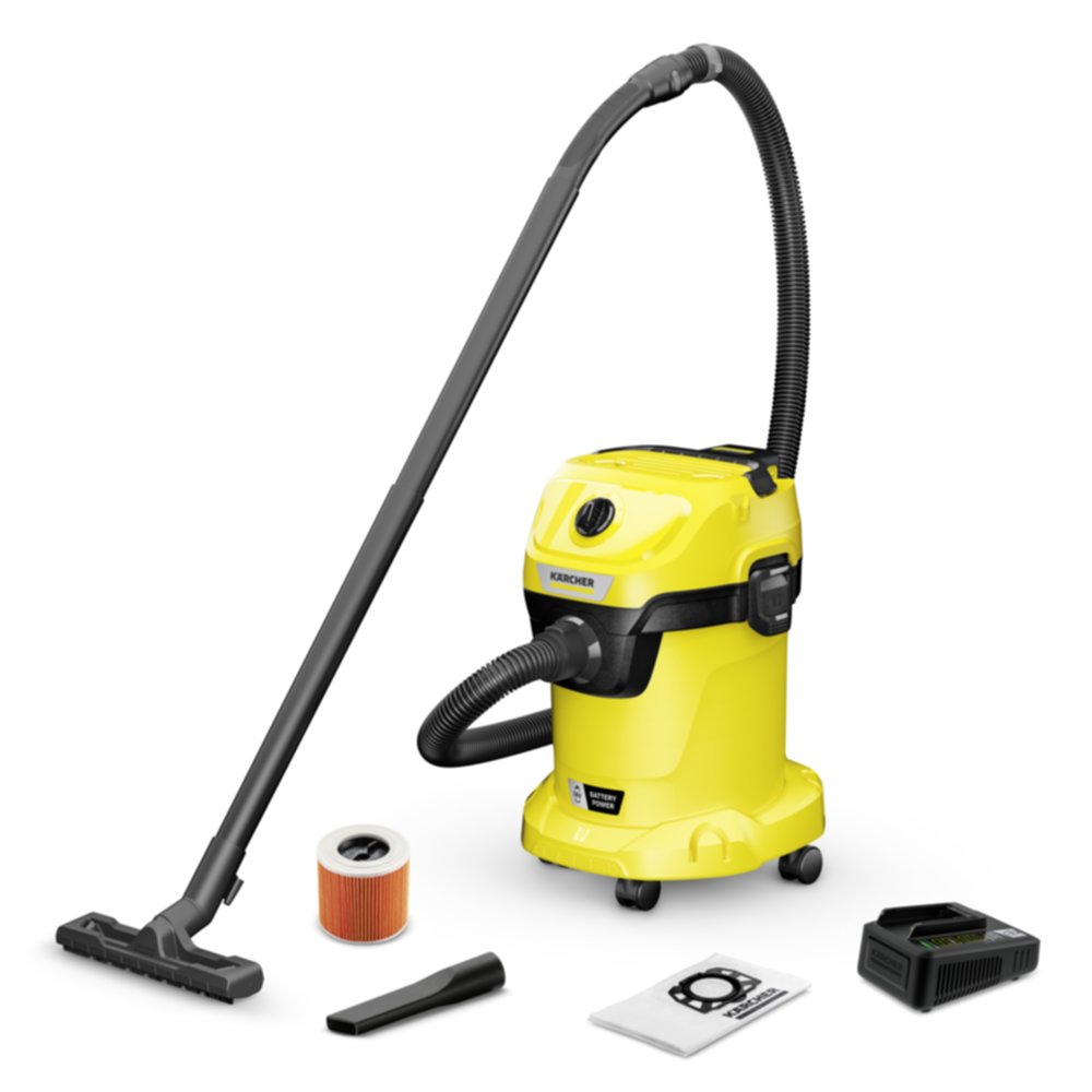 Aspirateur eau et poussières sur batterie WD 3-18 V-17/20 (+ batterie 18V 5Ah + chargeur standard) - KARCHER