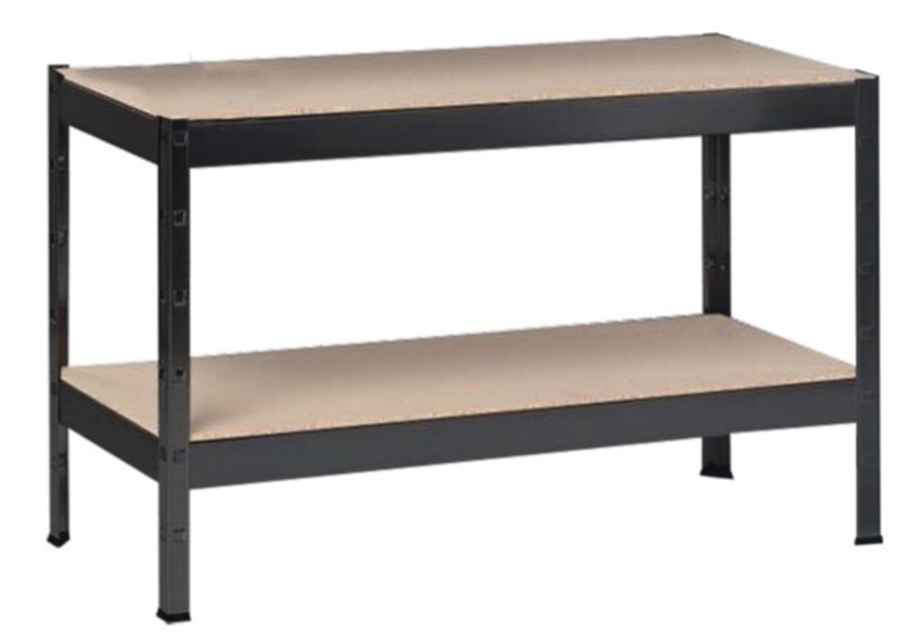 Etagère Métallique 2 tablettes en bois 150kg/niveau43x100x40cm Noir - SCHULTE