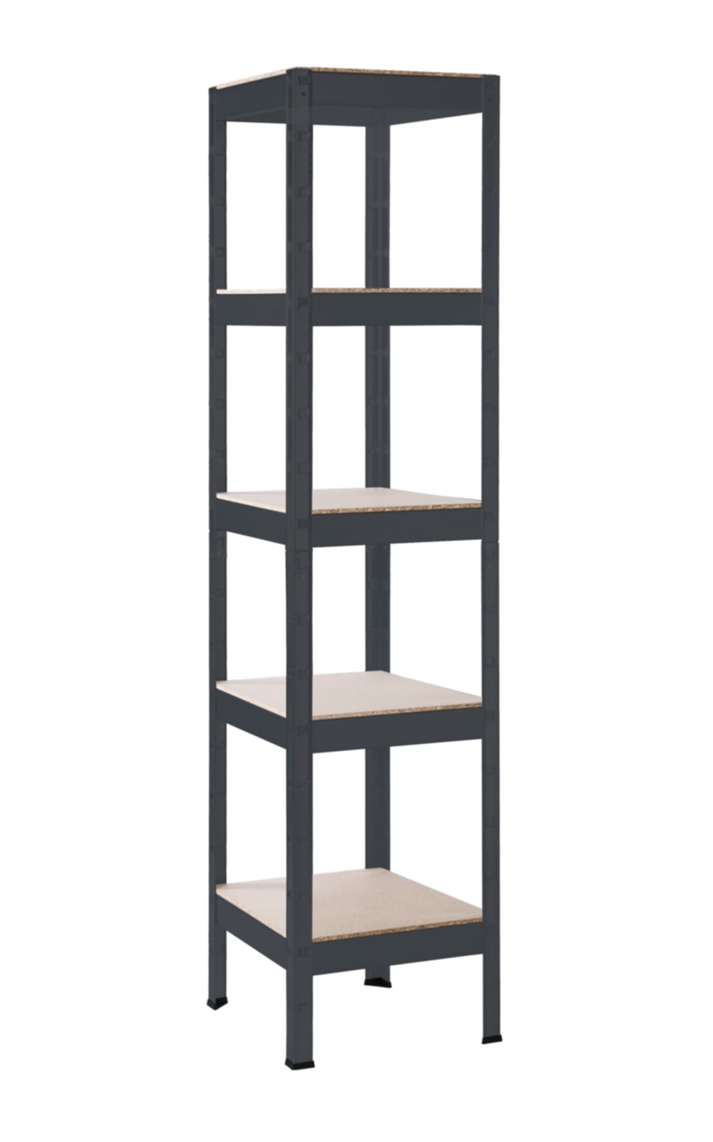 Etagère Métallique 5 tablettes en bois 90kg/niveau 180x40x40cm Noir - SCHULTE