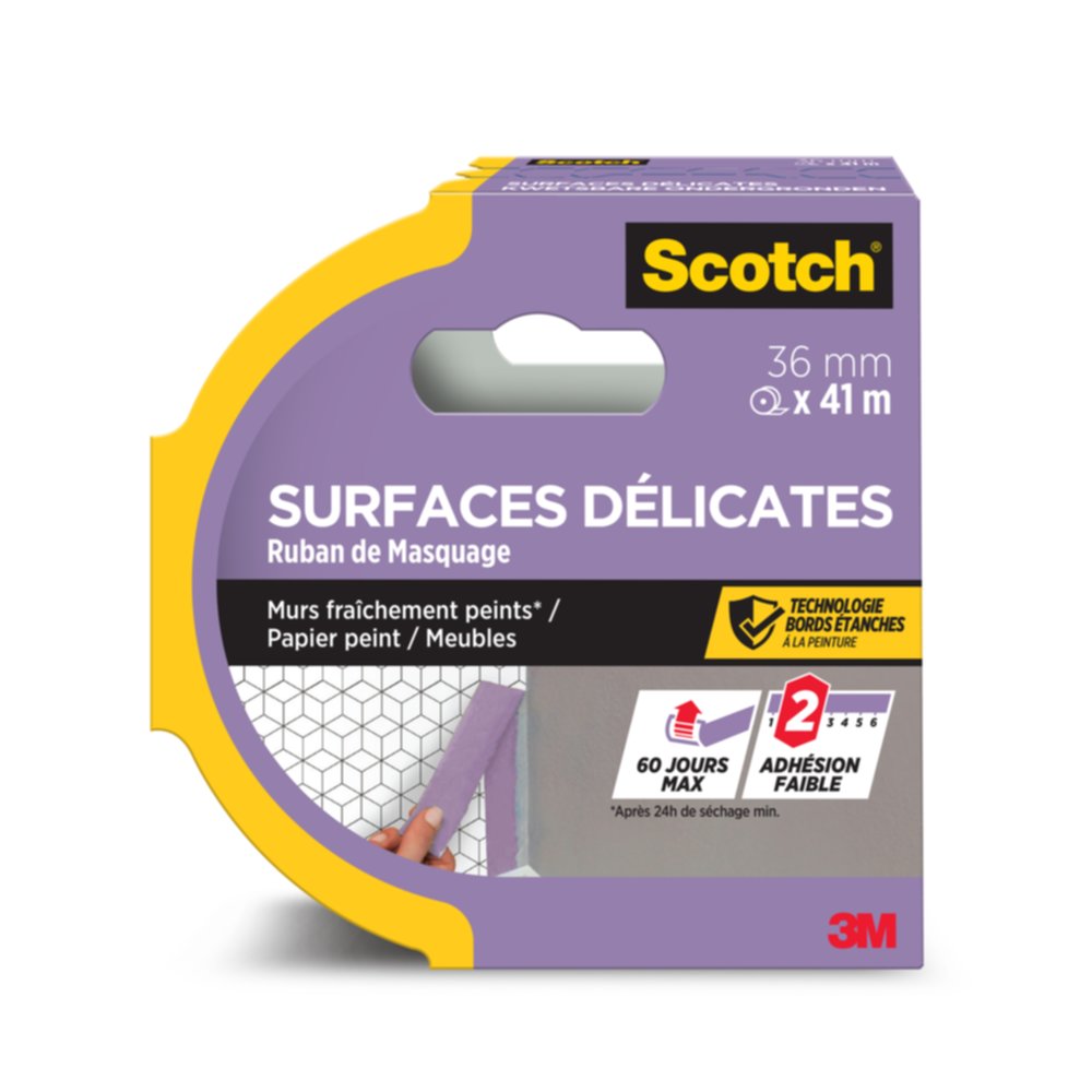 Ruban de Masquage pour Surfaces Délicates Scotch® 2080 Violet 41mx36mm