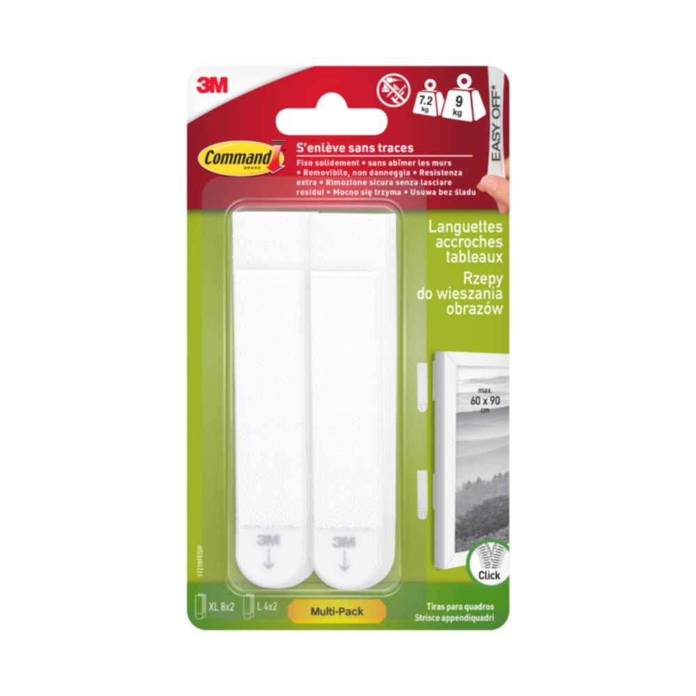 Multi-pack languettes accroches tableaux blanc - 3M COMMAND