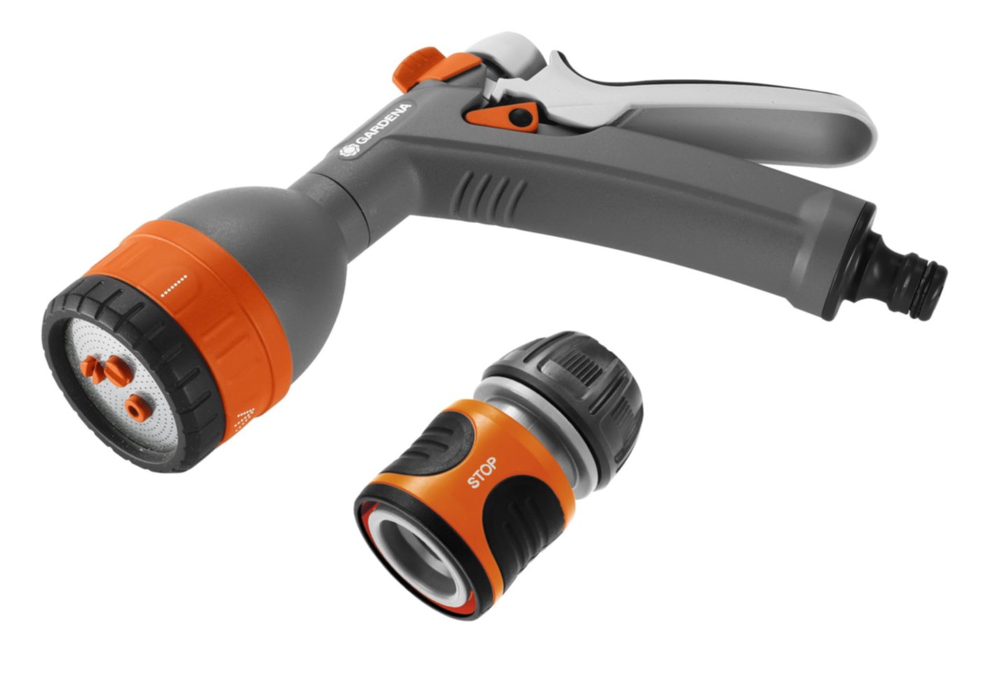 Pistolet multijets orange avec raccord GARDENA