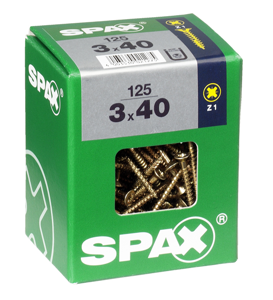 125 vis 3x40 tête fraisée empreinte PZ1 jaune SPAX 