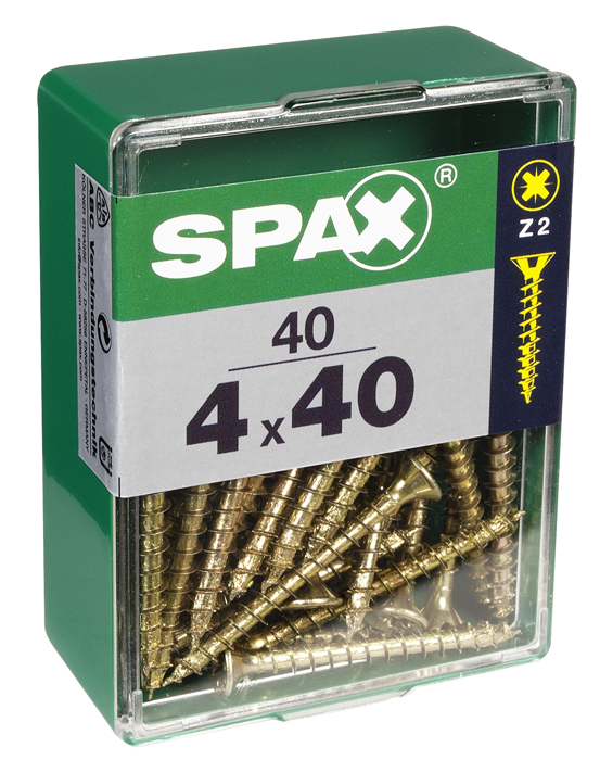 40 vis 4x40 tête fraisée empreinte PZ2 jaune SPAX 