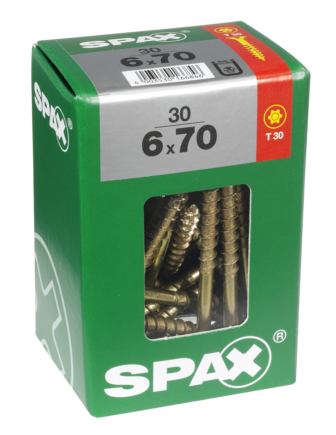 30 vis 6x70 tête fraisée empreinte t-star+ T30 gris SPAX