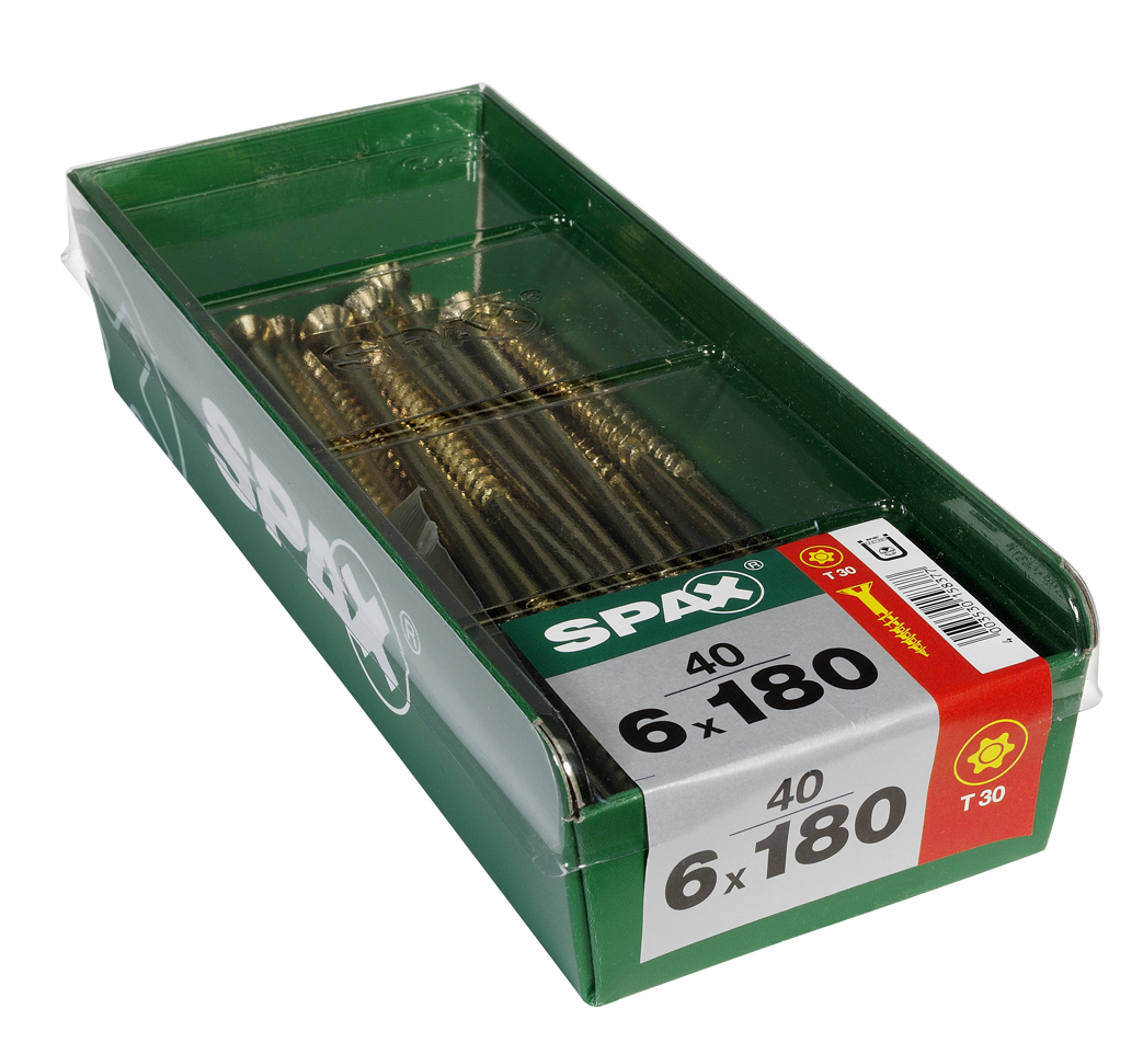 40 vis 6x180 tête fraisée empreinte t-star+ T30 gris SPAX