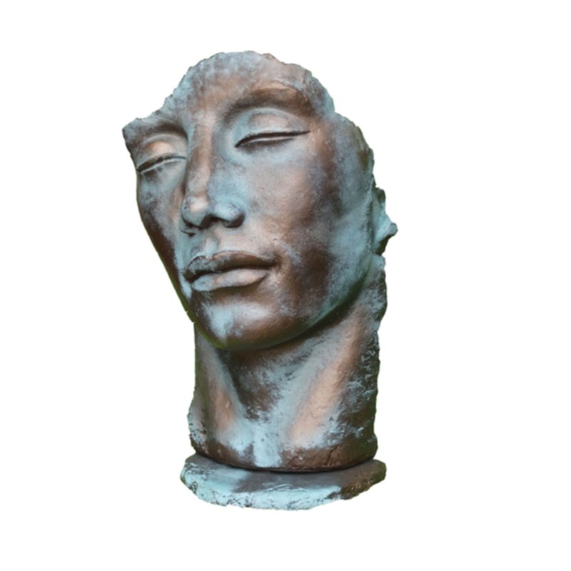 Statue visage homme effet bronze 115cm