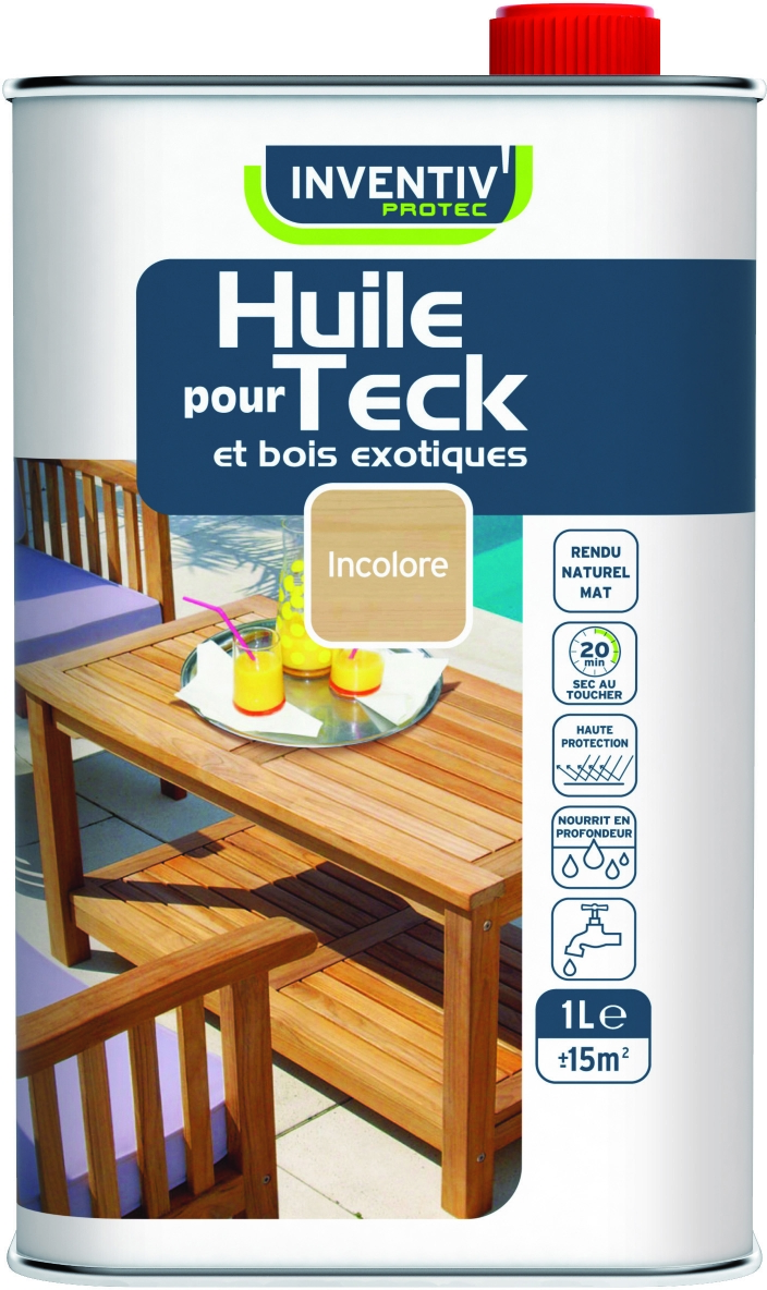 Huile protectrice teck et bois exotiques 1L incolore - INVENTIV