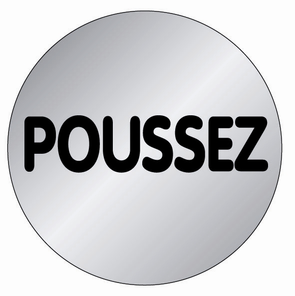 plaquette signalétique série alu brossé diamètre 75 mm poussez - NOVAP