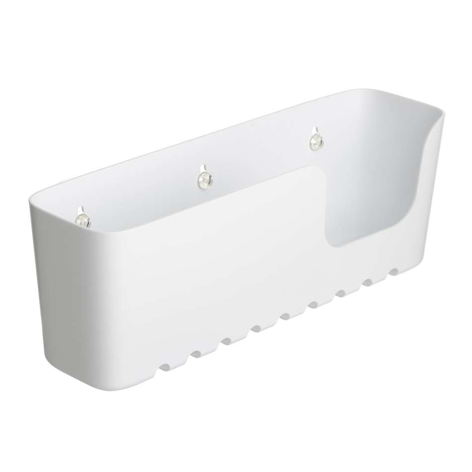 Étagère Rectangulaire à Ventouses 30x8,5x11cm Blanc