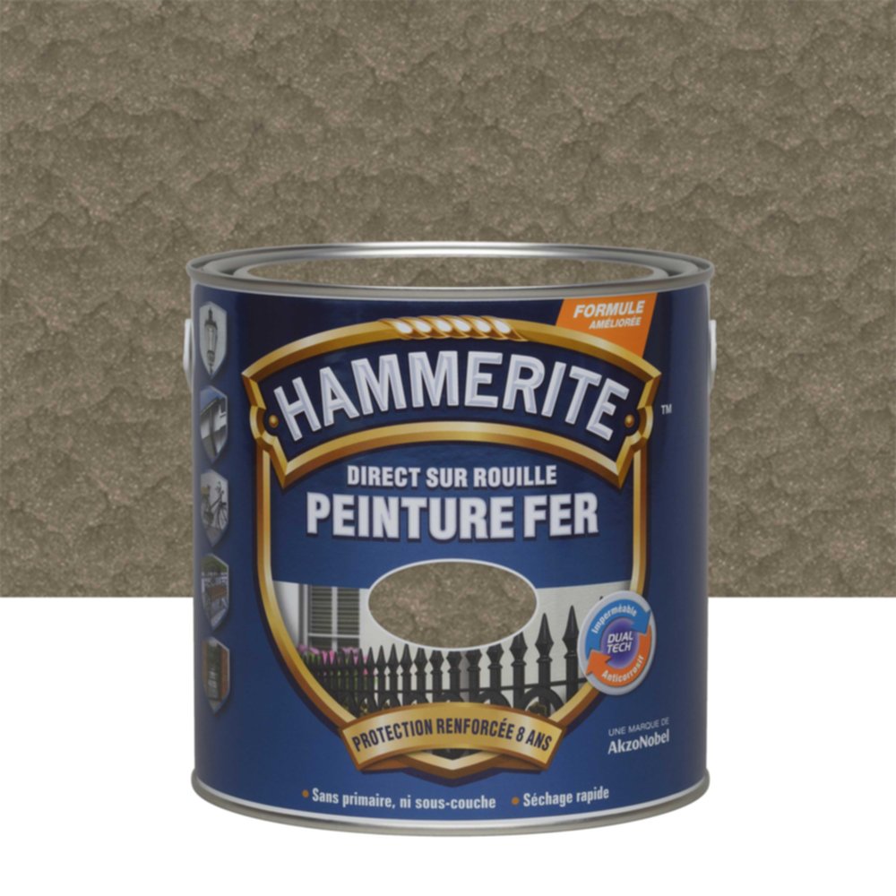 Peinture Métal Direct Sur Rouille Effet Martelé Bronze 2,5L - HAMMERITE