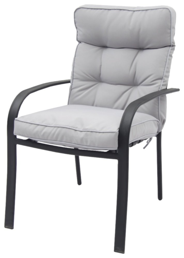 Fauteuil de jardin acier Kary gris + coussin