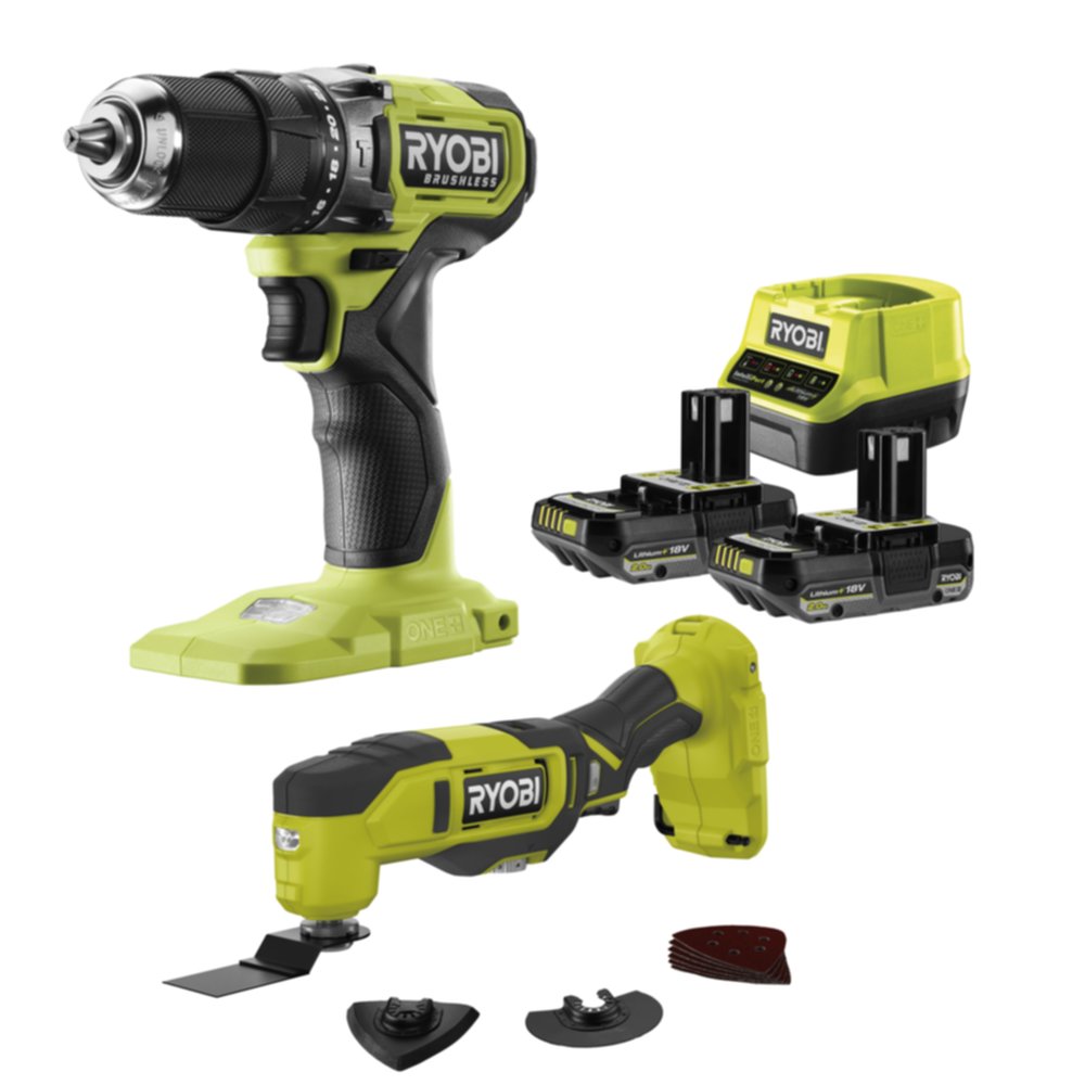 Perceuse à percussion ONE+ Compact Brushless + Multitool 18V ONE+ - RYOBI