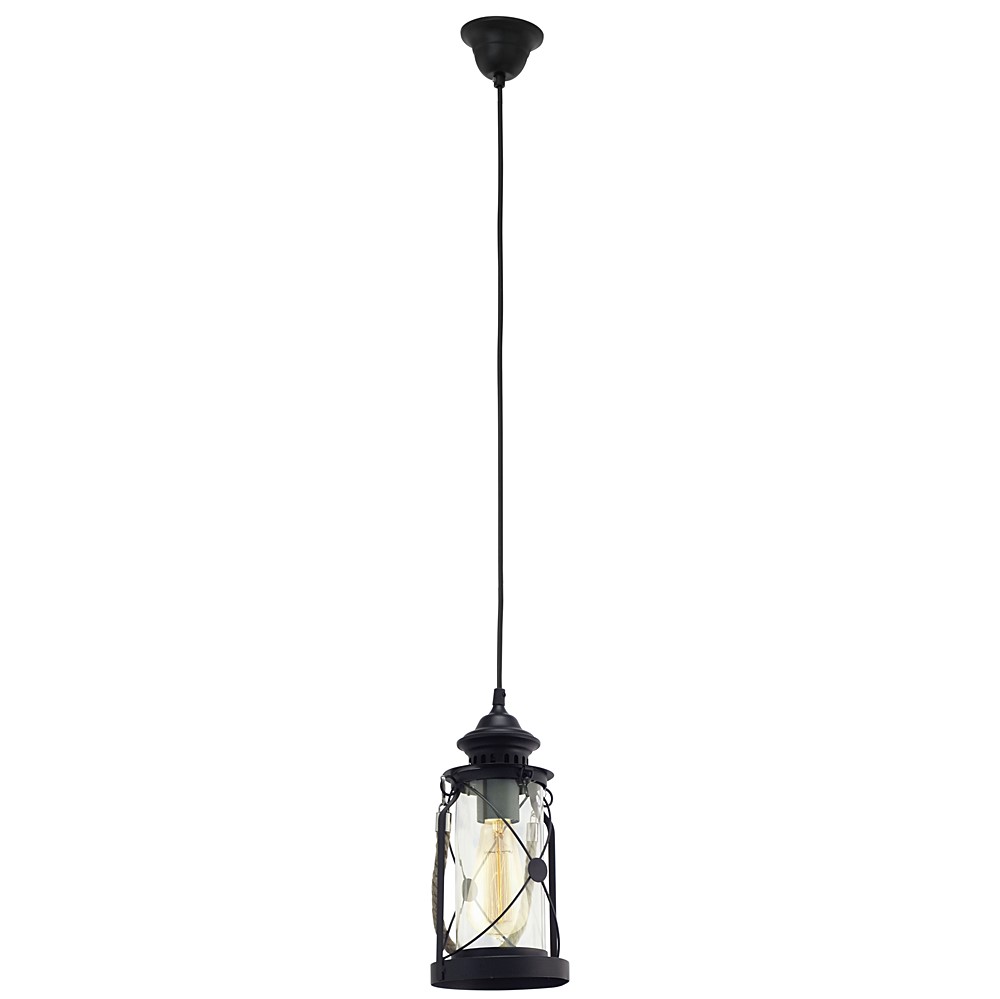 Suspension Vintage 1 lum E27 60W acier noir - EGLO