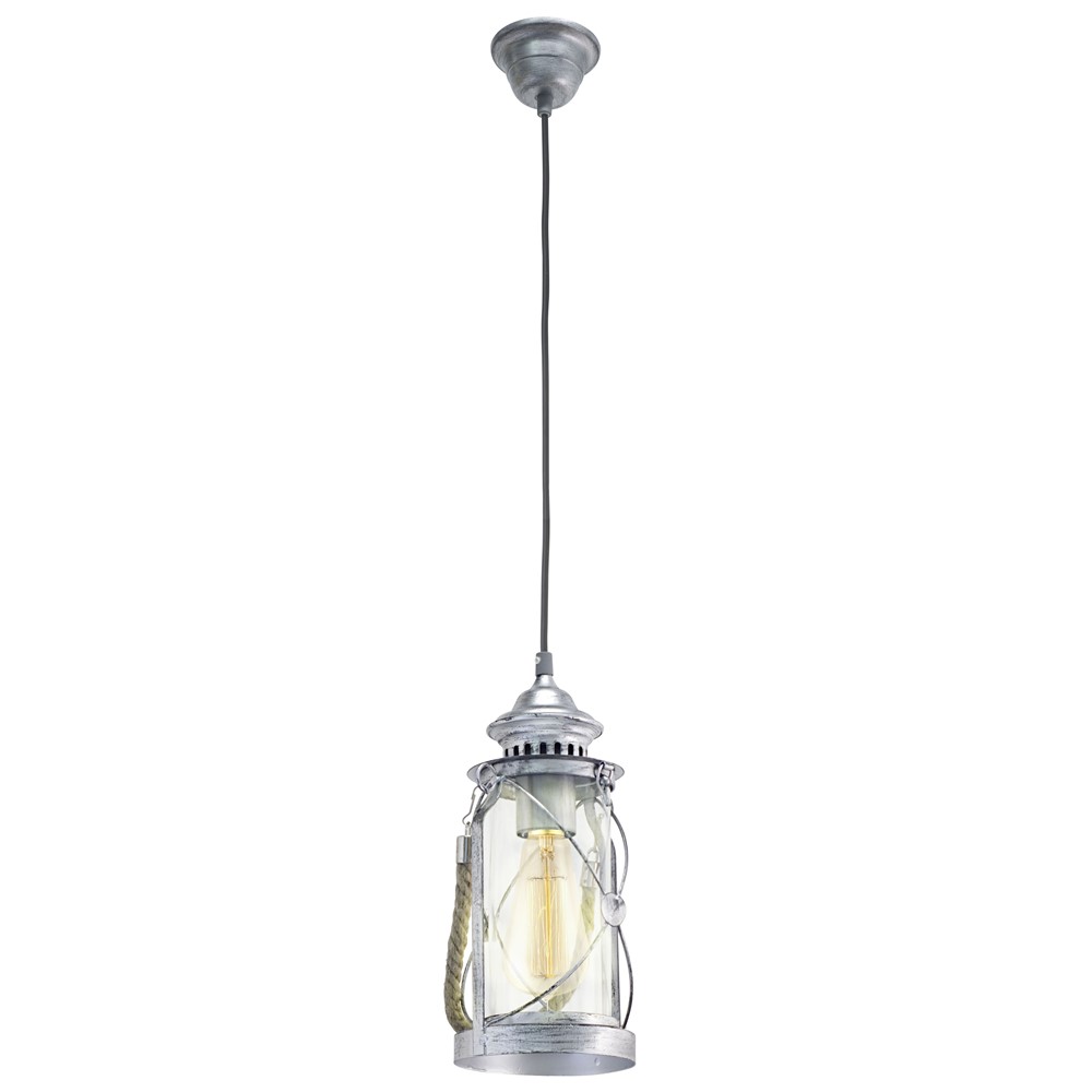 Suspension Vintage 1 lumière E27 60W Argent Antique - EGLO 