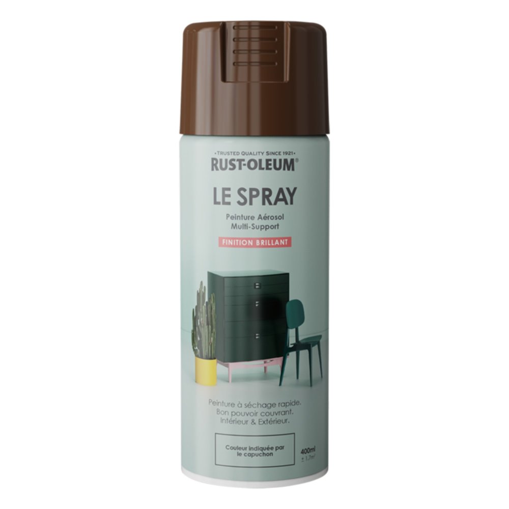 Peinture aérosol Le Spray brillant brun terre 8028 400ml - RUST-OLEUM