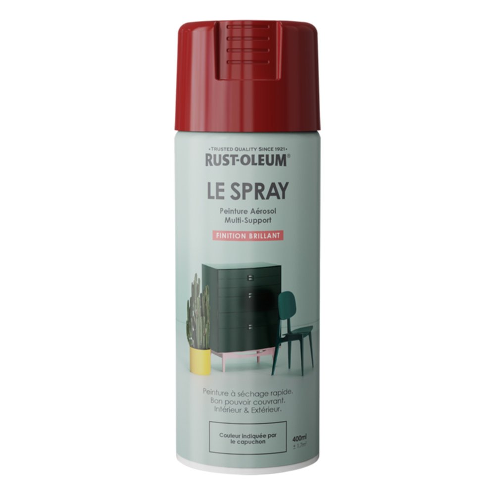 Peinture aérosol Le Spray brillant rouge brun 3011 400ml - RUST-OLEUM