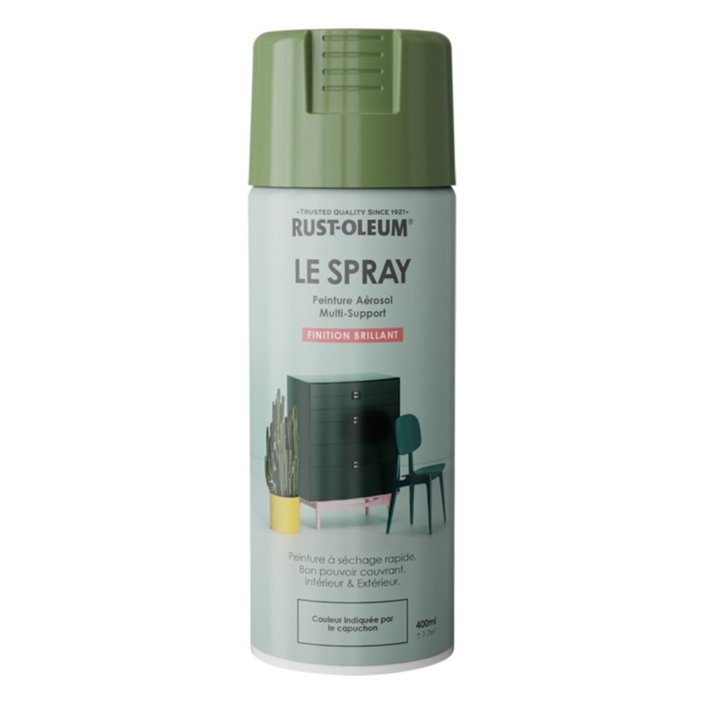 Peinture aérosol Le Spray brillant vert reseda 6011 400ml - RUST-OLEUM