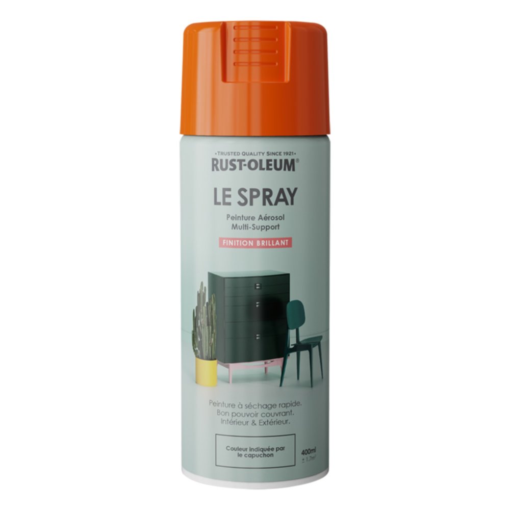 Peinture aérosol Le Spray brillant orange pur 2004 400ml - RUST-OLEUM