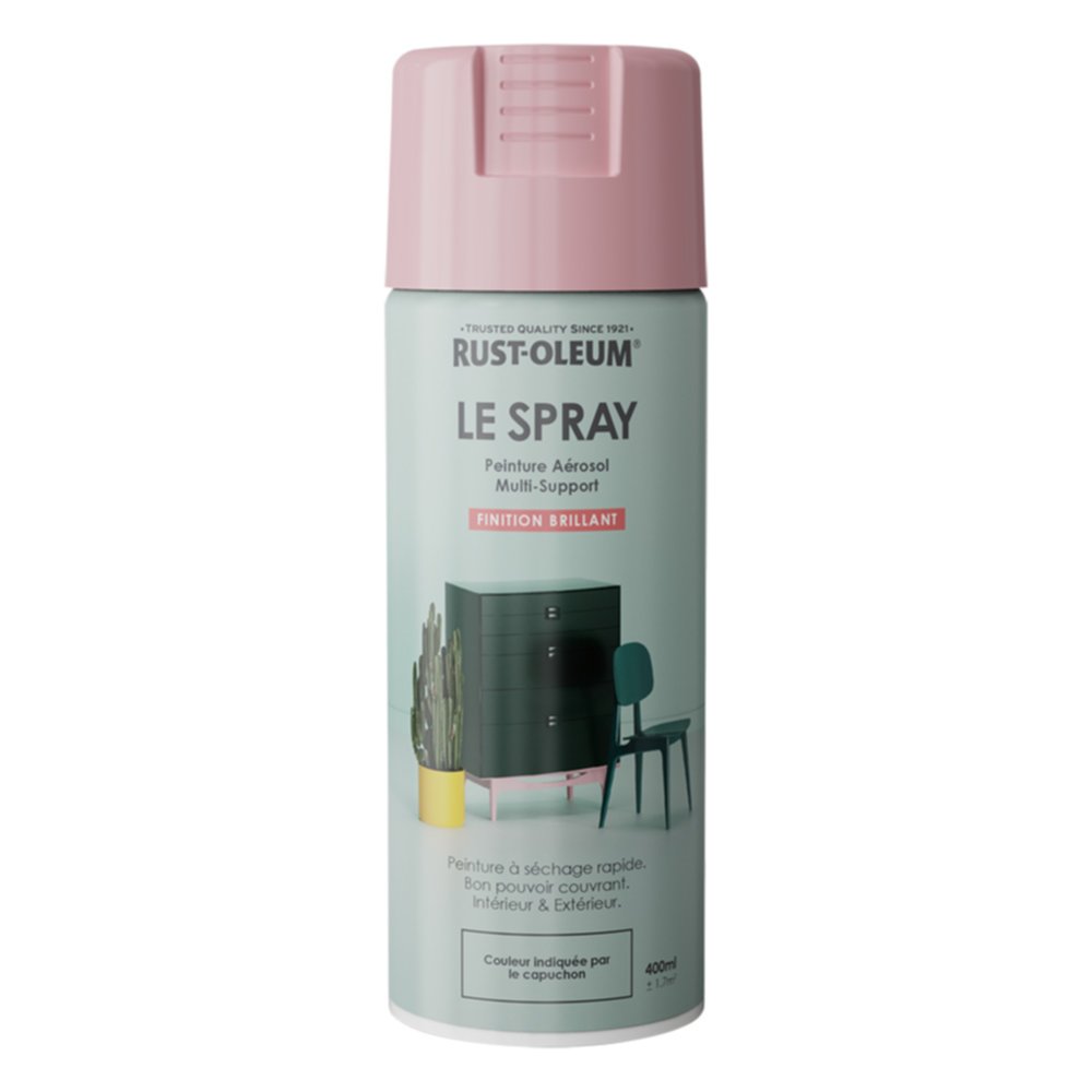 Peinture aérosol Le Spray brillant rose clair 3015 400ml - RUST-OLEUM