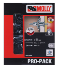 PRO-PACK - 50 chevilles métal à exp Ø 5 x 50 mm avec vis M5 MOLLY