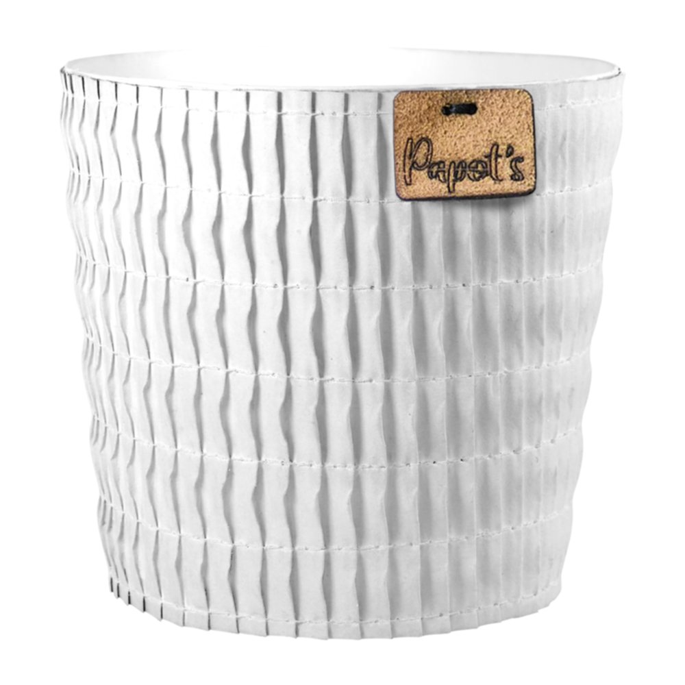 Cache-Pot Conique 100% Naturel Ø13cm Blanc - PAPOTS