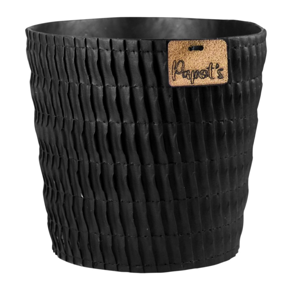 Cache-Pot Conique 100% Naturel Ø13cm Noir - PAPOTS