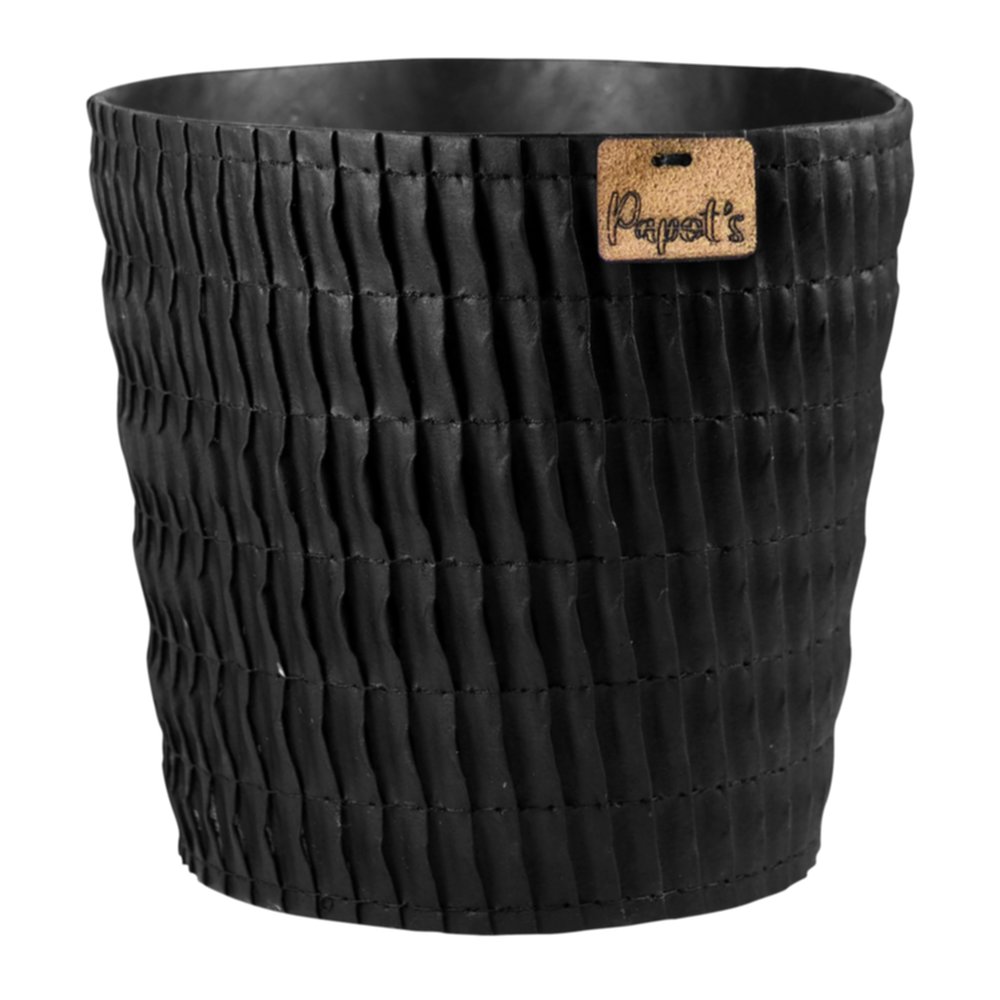 Cache-Pot Conique 100% Naturel Ø17cm Noir - PAPOTS