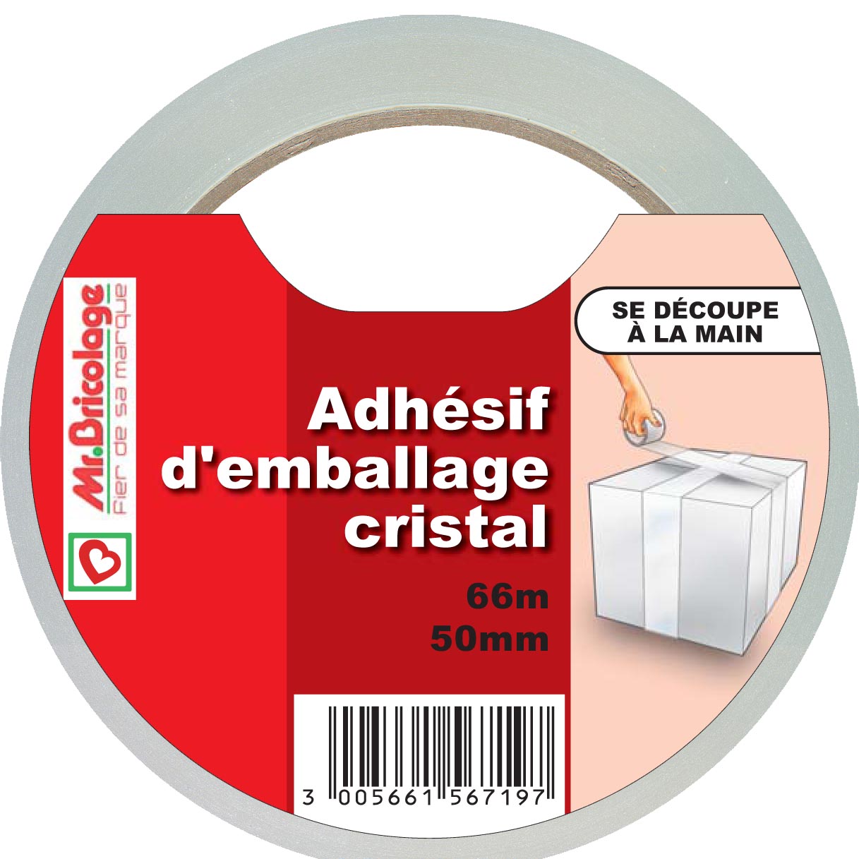 Adhésif d'emballage ruban cristal 66mx50mm - B RESIST